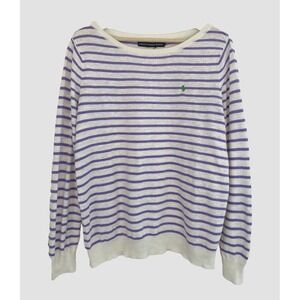 Ralph Lauren Cream & Purple Striped Turtleneck Sweater